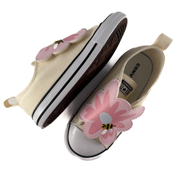 Converse Kids' Cream and Pink Floral Chuck Taylor® All Star® One Strap Sneaker - Picture 1 of 6